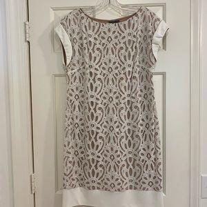 Cream and tan lace cocktail dress, size 12